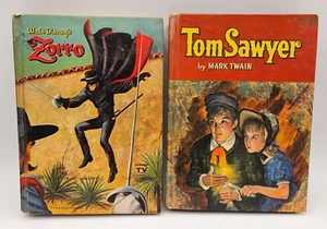 Pair of Vtg 1950s Whitman Classics HC Books Tom Sawyer & Walt Disney's Zorro - Picture 1 of 19