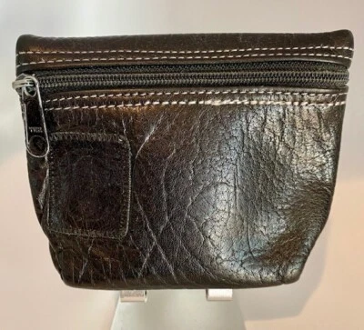 De colección Carlos Falchi Firma NEGRO Cuero Monedero Cremallera Bolsa Cartera "BONITA" Foto 1 de 4