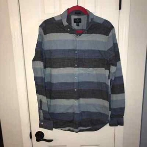 American Eagle LT Button Up Striped Prep Fit Color Block - Picture 1 of 4