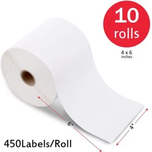 10 Rollen direkte Thermoetiketten 4x6 für Zebra Eltron LP2844 gelocht 450/Rolle - Bild 1 von 4