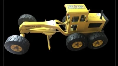 VINTAGE 1970s TONKA 17” CAT ROAD GRADER SCRAPER USA MADE PRESSED STEEL TOY - Image 1 of 4