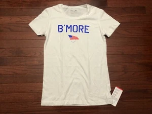 NEW WOMENS UNDER ARMOUR B'MORE T SHIRT LADIES SMALL WHITE BALTIMORE MD NWT - Picture 1 of 6