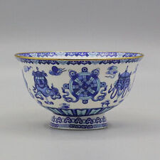 Jingdezhen Ceramic Blue and White Painted Gold Eight Treasure Bowls