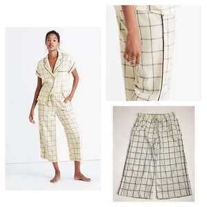 MADEWELL -Medium Sun Plaid Antique Cream Windowpane Flannel Bedtime Pajamas Pant - Picture 1 of 15