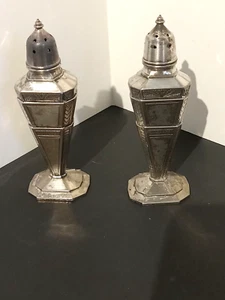 Quaker Silver Co. Modern Art Vintage #647 Silber Teller Salz & Pfefferstreuer - Bild 1 von 6