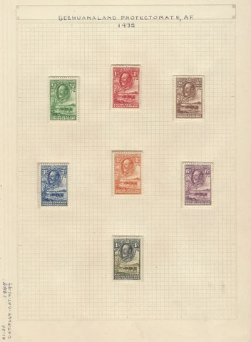 1932 BECHUANALAND MINT STAMPS #105-111 CATTLE SHORT SET IN CLEAR PROTECTORS Cover
