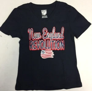 New England Revolution Soccer MLS Girl's Soccer Blue V-Neck T-Shirt - Picture 1 of 3