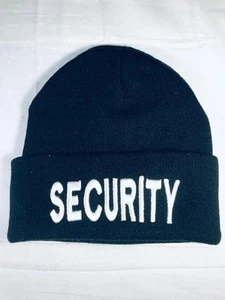 New Basic Black Knit Cap Beanie 100% Acrylic Beanie "Security" Free Shipping - Picture 1 of 1