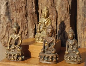Great Lot of 4 Vintage Phra Kring Buddha Amulets Thailand Healing and Protection - Picture 1 of 8
