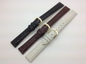10mm 12mm 14mm LS717 Hadley Roma Crocodile Genuine Leather Watch Band Ladies - Picture 1 of 13