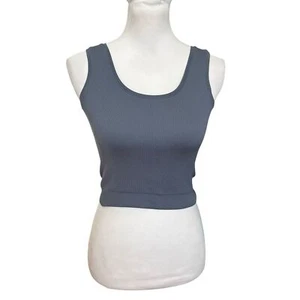 Athleta Girl Rise Above Rib Crop Tank Top Girls Size XS Shadow Blue Stretch - Picture 1 of 12