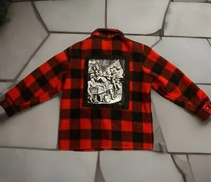 RARE VTG 70s Custom Punk Woolrich Buffalo Plaid Battle Jacket - Men’s S/M OBO - Picture 1 of 7