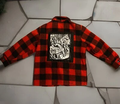 Jaqueta de batalha rara Woolrich lã punk década de 1970 – qualidade de museu vintage Graal – P/M 42 - Imagem 1 de 4
