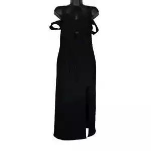 TopShop abito da cocktail nero senza maniche in maglia a costine midi taglia 4 - Foto 1 di 8