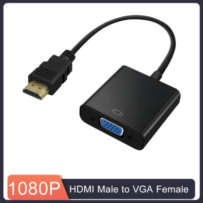 HDMI maschio a VGA femmina Cavo adattatore video 1080P per monitor PC LCD TV - Immagine 1 di 4