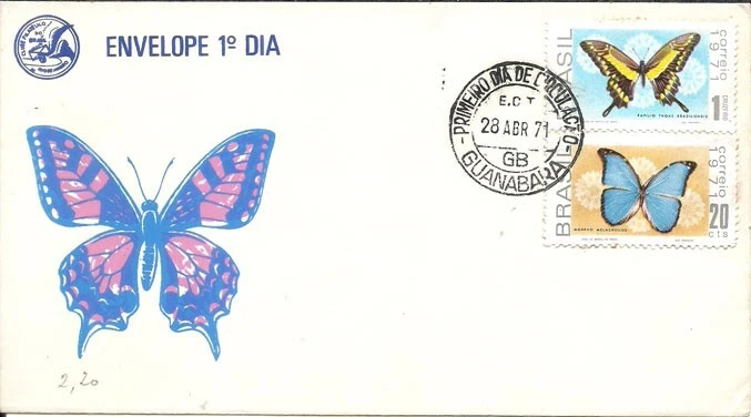 BRAZIL 1971 Insects; BUTTERFLY; Fauna preservation on CFB FDC - Image 1 of 1