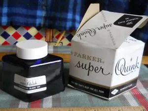 Parker Vintage Super Quink PERMANENT BLACK Ink 2 Oz Bottle with Original Box - Picture 1 of 3