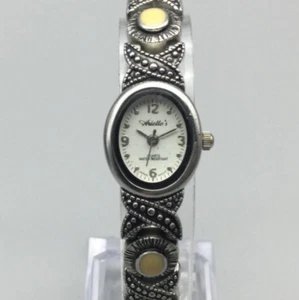 Arielle's Collection Uhr Damen 19mm silberfarben oval Cab Band neue Batterie 7,5" - Bild 1 von 16