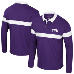 Men's Colosseum Purple TCU Horned Frogs Too Cool For School Long Sleeve Polo - Picture 1 of 3