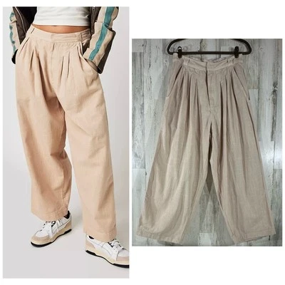 Pantalón Free People Lotta Love Talla 6 (30x26) Tiro Alto 100% Algodón Guijarro Crema Foto 1 de 4