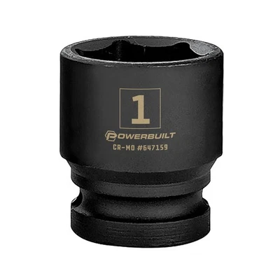 Powerbuilt 1/2 Inch Drive x 1 Inch 6 Point Impact Socket - 647159 - Image 1 of 4