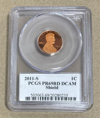 2011 S 1c  Lincoln Cent Penny PCGS PR69 RD DCAM Shield - Image 1 of 2