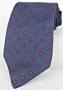 Neil Martin Krawatte komplett Seide 3 3/4" handgefertigt blau mit geometrischem Muster Made in USA - Bild 1 von 6