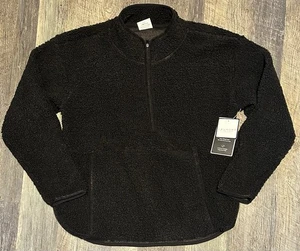 Neu mit Etikett Laundry by Shelli Segal Fleece-Top Medium halber Reißverschluss mit Taschen warm schwarz - Bild 1 von 4