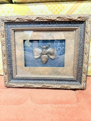Ornate Framed Bug Art Professionally Done Muted Coloring Moth - Image 1 of 4