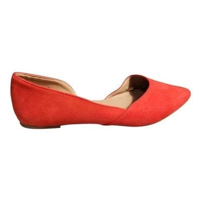 Charlotte Russe Naranja Gamuza Punta Plana EE. UU. 8 Beige Plantilla Otoño Preppy Usado en Excelente Condición Foto 1 de 4