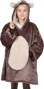 Bear Oversized Wearable Blanket Hoodie for Kids, Warm Soft Kids Gift, Super Cozy - Picture 1 of 12