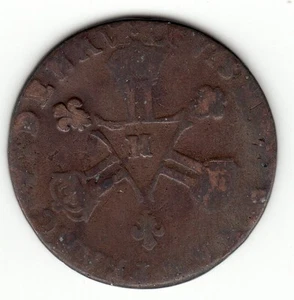 French Colonial 1711 H copper half sol of 6 deniers - Bild 1 von 2
