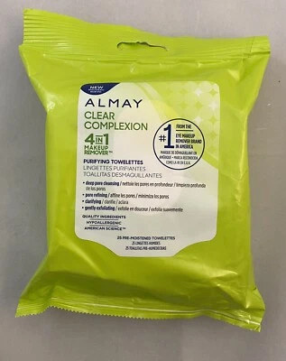 Almay Clear Complexion 4-in-1 Makeup Remover Purifying Towelettes 25 Face Wipes - Image 1 of 4