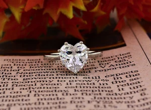 Heart Shape Solitaire Moissanite Engagement Ring Anniversary Gift For Women - Picture 1 of 8