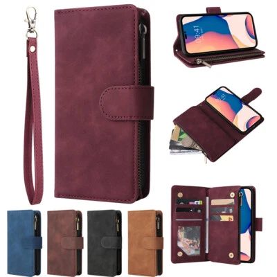 Luxury Zip Wallet Case for iPhone 17 15 14 13 12 11 Pro Max XS XR 8 7 Plus Cover - Image 1 of 4