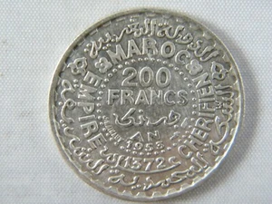 Moneda de Morocco (Marruecos) 1372 Hegira 200 Francos | World Coins Silver - Picture 1 of 2