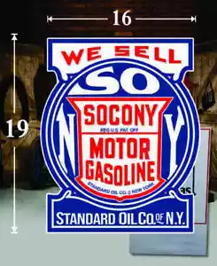 19" X 19" Vintage Style Socony NY Gas Oil Vinyl Decal Lubester Oil Pump Lubster - Picture 1 of 1