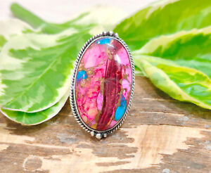 Pink Copper turquoise 925 Sterling Silver Designer ring All Size