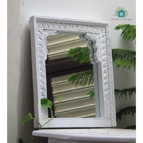 Indian Antique Wooden Arch Mirror Frame Wall Hanging Mirror Frame Wall Decor Cover