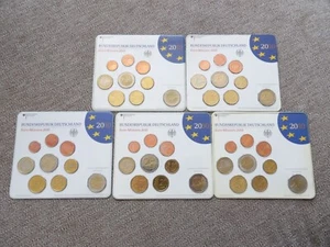 Germany 2010 BU sets 44 coins 1 cent - 2 euro + 2 euro 5 sets ADFGJ full set - Picture 1 of 13
