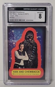 1977 Topps Star Wars Sticker 12 Han And Chewbacca CGC 8 - Picture 1 of 3
