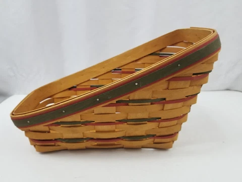 Longaberger Large Holiday Sleigh Holiday Basket 1997 with Protector Green & Red Cover