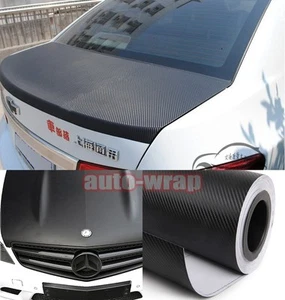 12" x 60" - 3D Carbon Fiber Vinyl Wrap Car Sticker Decal Film Black Air Free AC - Foto 1 di 4