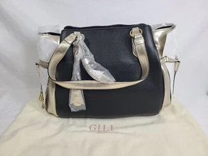 New QVC G.I.L.I. Shoulder Bag Black & Metallic Gold Handbag With Dust Bag - Picture 1 of 12