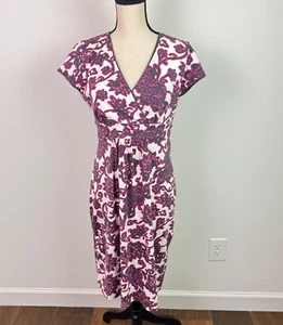 Boden Damen Vine Island Jerseykleid vorne gekreuzt rosa geblümt Größe 8 - Bild 1 von 7