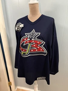 Columbus Chaquetas Azules CCM NHL Hockey Centro Hielo Jersey Para Hombres Talla Grande Tejido Aire - Imagen 1 de 16