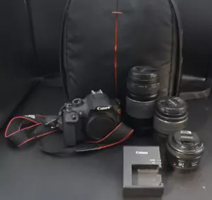 CAMERA LOT!!! Canon EOS Rebel T5 + 3 Lenses & Carry Case - Picture 1 of 21