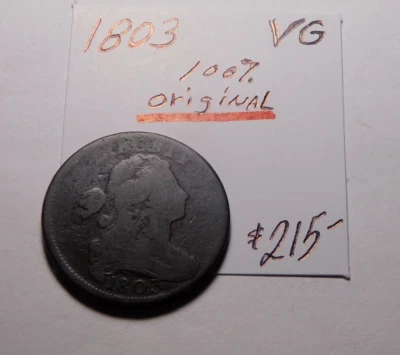 BEAT THIS! - AN 1803 DRAPED BUST LARGE CENT VG CHOCOLATE BROWN ONLY $97 !!!!!! ✨ - Image 1 of 4
