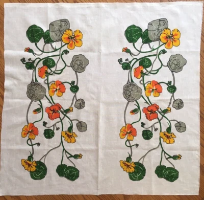 VINTAGE FLAX LINEN Kitchen Towel FABRIC 29" x 30" Floral UNHEMMED Latvia NEW - Image 1 of 4