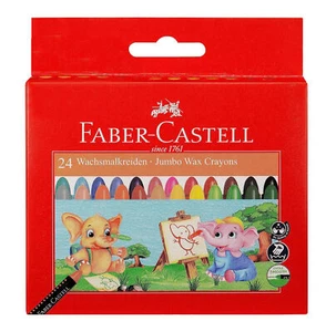 Faber-Castell Jumbo Wax Crayons 24 Shades Multicolor For Kid's & School - Picture 1 of 6